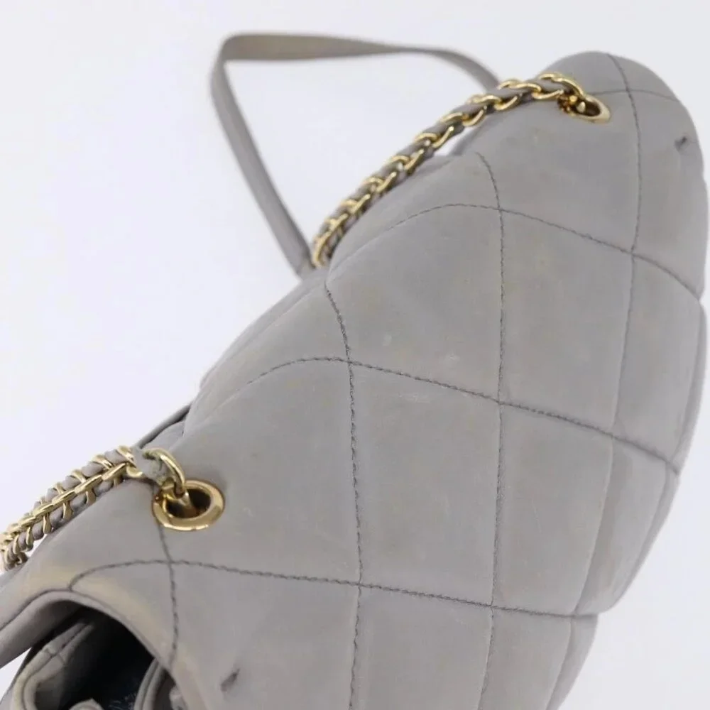 Salvatore Ferragamo Chain Vala Shoulder Bag Leather Gray Gold Auth 147515 - Picture 7 of 16